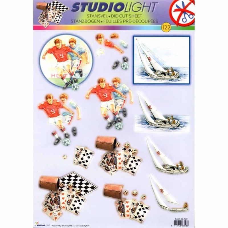 Football, Sailing & Games Paper Craft Die Cut 3D Decoupage Sheet