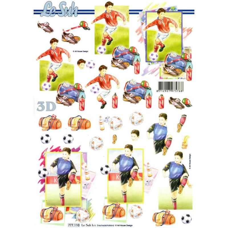 Footballing Boys 3d Decoupage Paper Craft Sheet