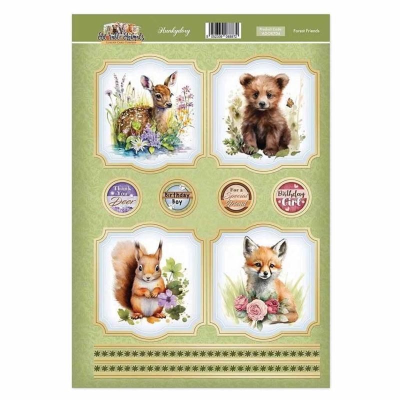 Forest Friends Deer, Bear, Red Squirrel & Fox Adorable Animals Toppers