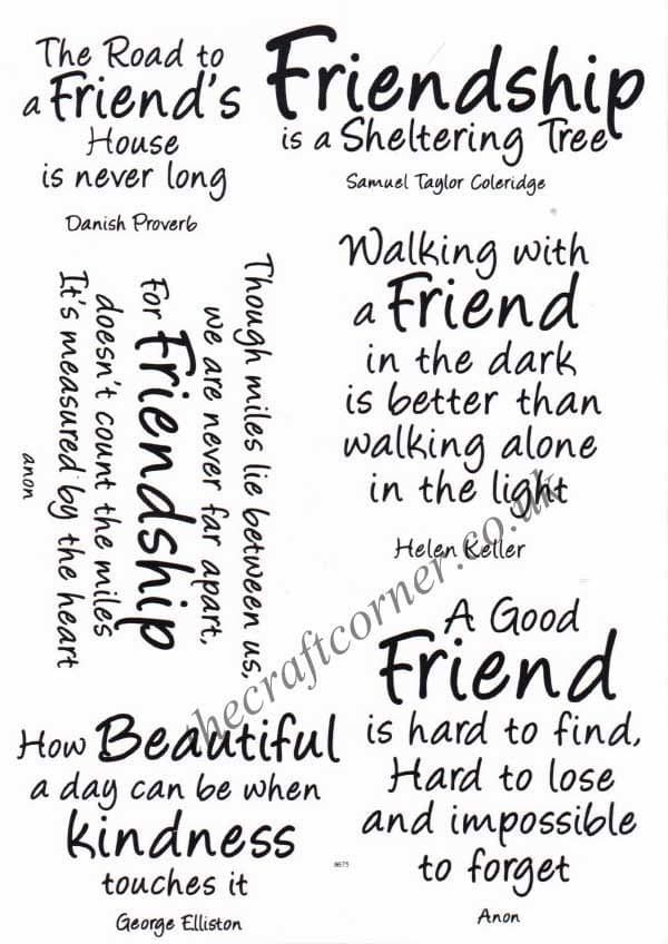 Friendship Sentiments 6 Clear Rubber Stamps by Card-io