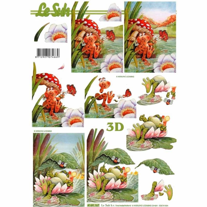 Frogs On A Pond 3d Decoupage Sheet