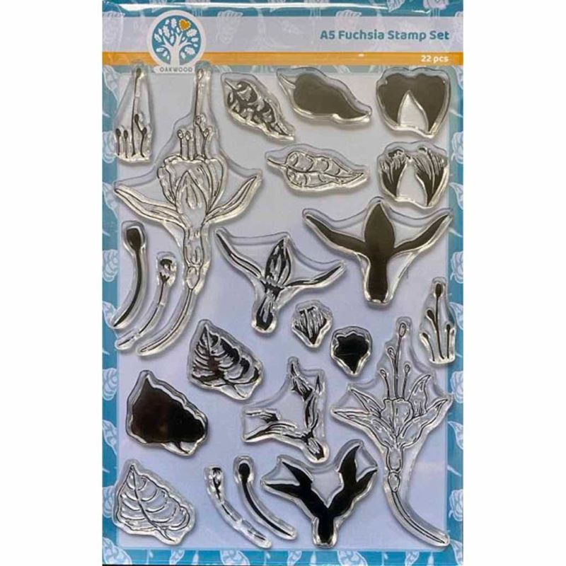 Fuchsia 22 Stamp Set Clear Unmounted Craft Rubber Stamps