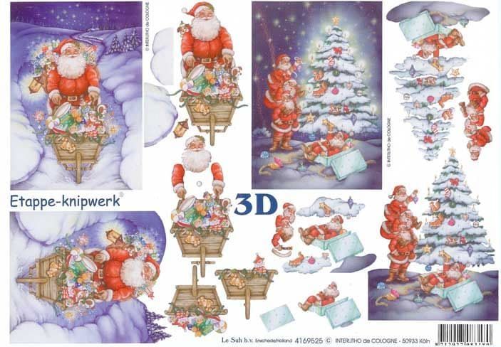 Fun Time Santas At Christmas 3d Decoupage Sheet