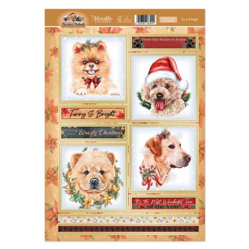 Furry & Bright Pawsome Portraits Dog Die Cut Topper Craft Sheet