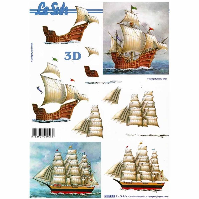 Galleon Ships 3d Decoupage Sheet