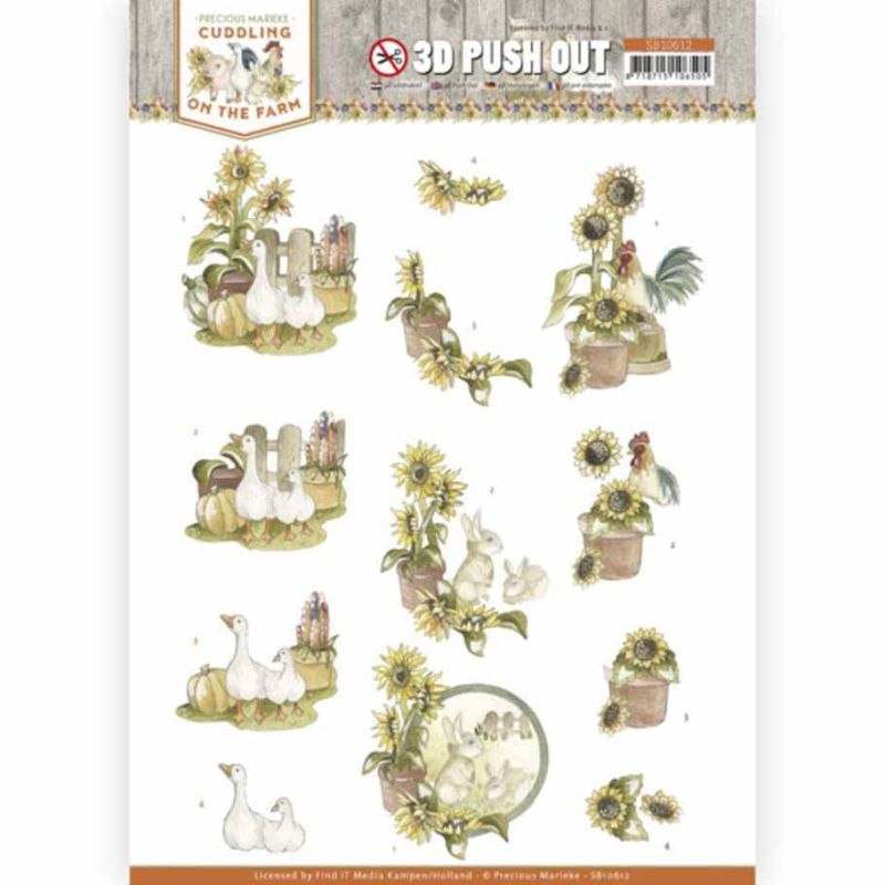 Geese, Chicken & Farm Animals 3D Decoupage Die Cut Paper Craft Sheet