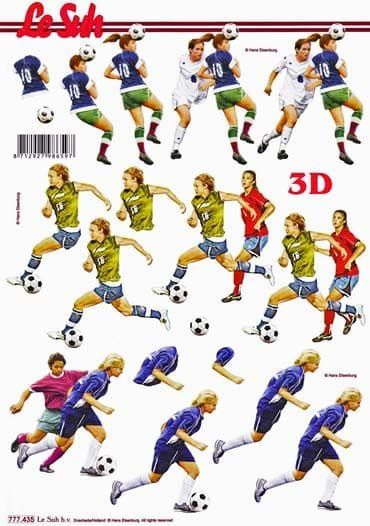 Girls Playing Football 3d Decoupage Sheet