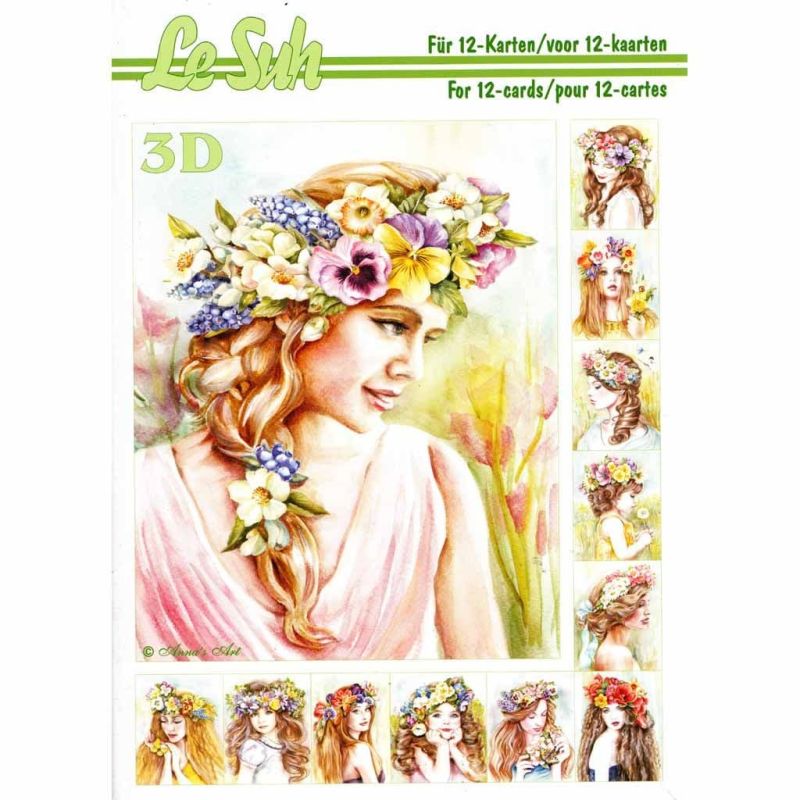 Girls With Flowers In Their Hair A5 3D Decoupage Book from Le Suh