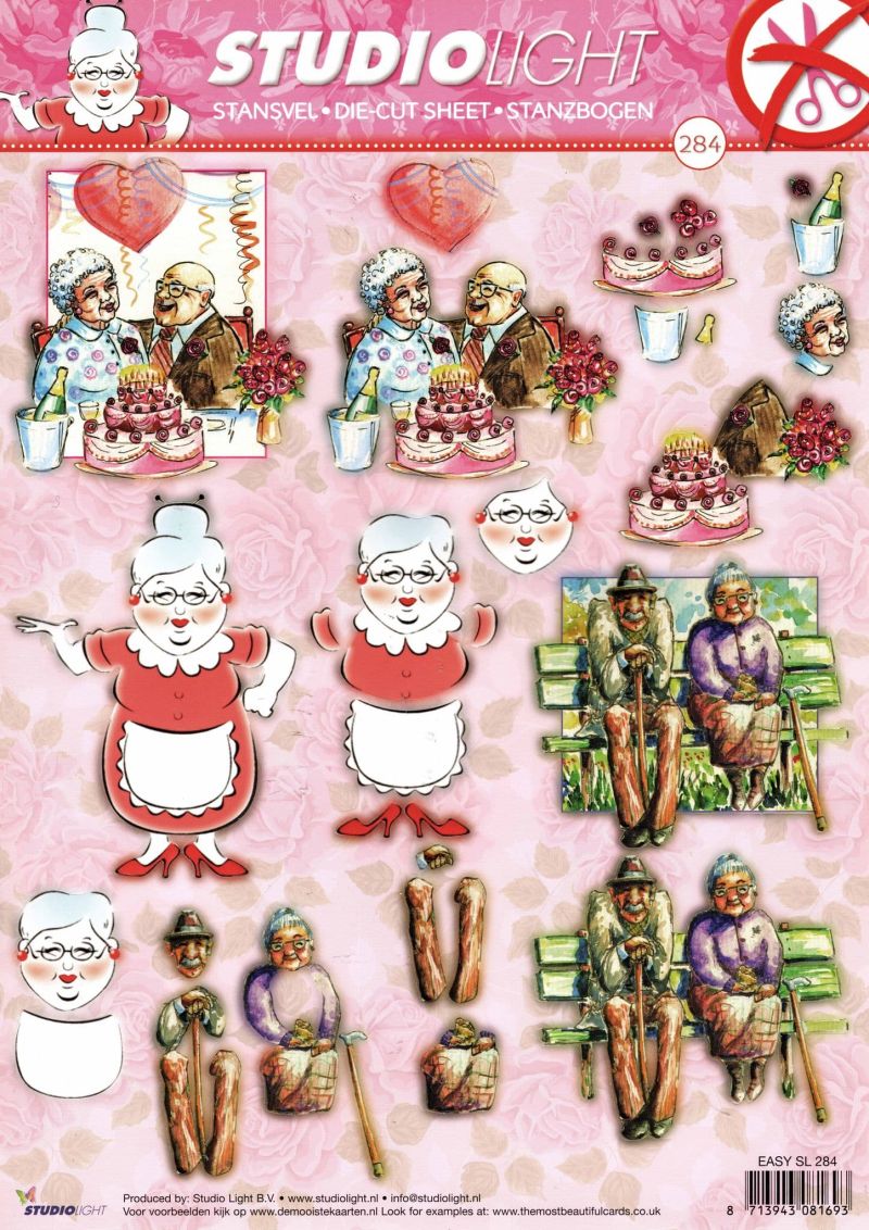 Golden Wedding Celebration & Grandparents Die Cut 3d Decoupage Sheet - NO CUTTING