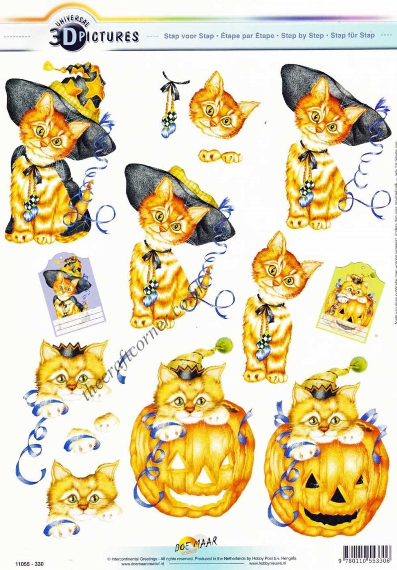 Halloween Cat With A Pumpkin 3d Decoupage Sheet