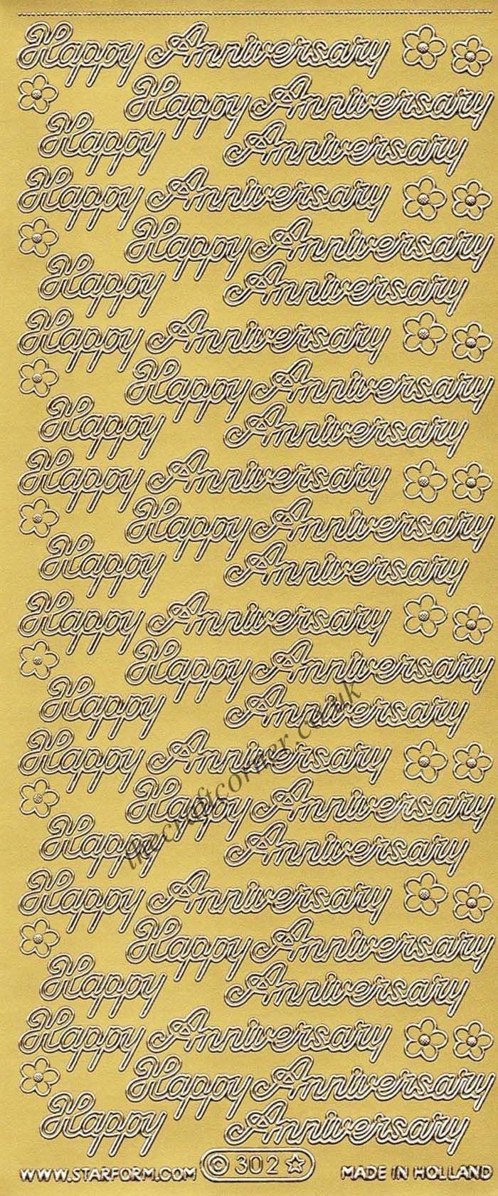 Happy Anniversary Wording & Small Flowers Peel Off