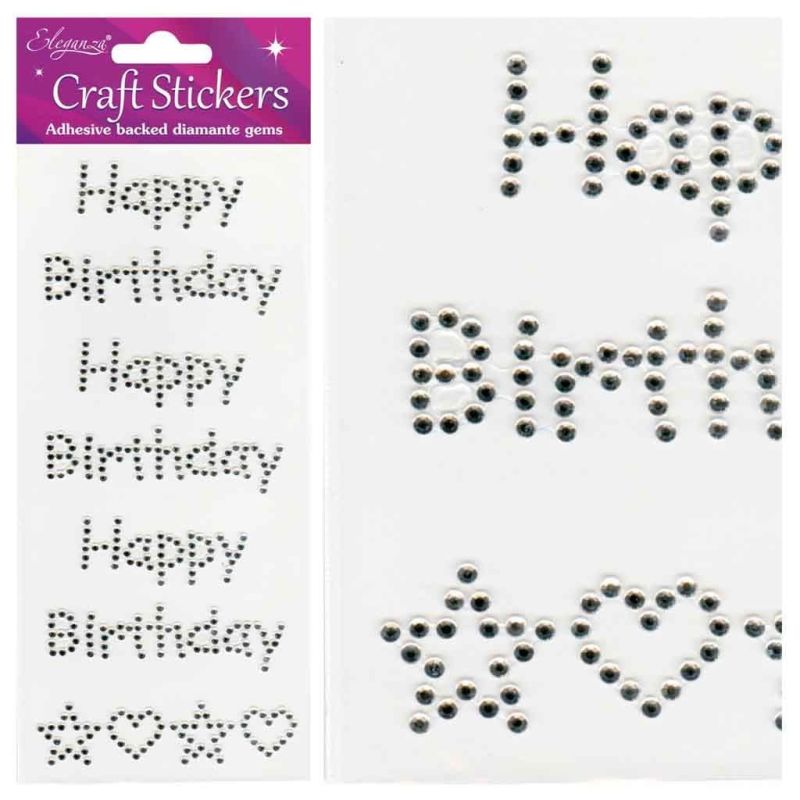 Happy Birthday Gemstone Stickers for Paper Crafting & Cardmaking