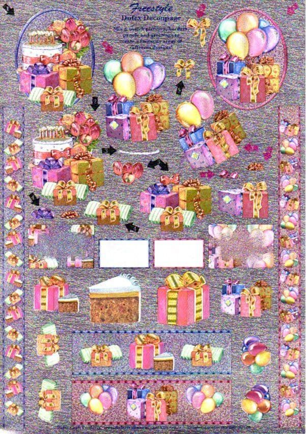 Happy Birthday Party & Festivities Freestyle 3d Decoupage Sheet From Dufex