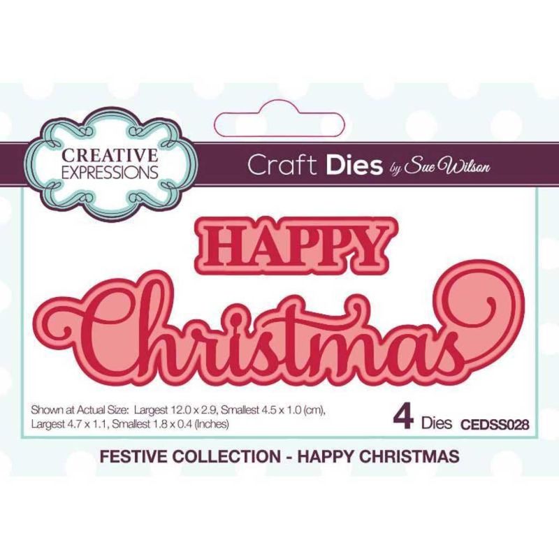 Happy Christmas Shadowed Sentiment Paper Craft Metal Die