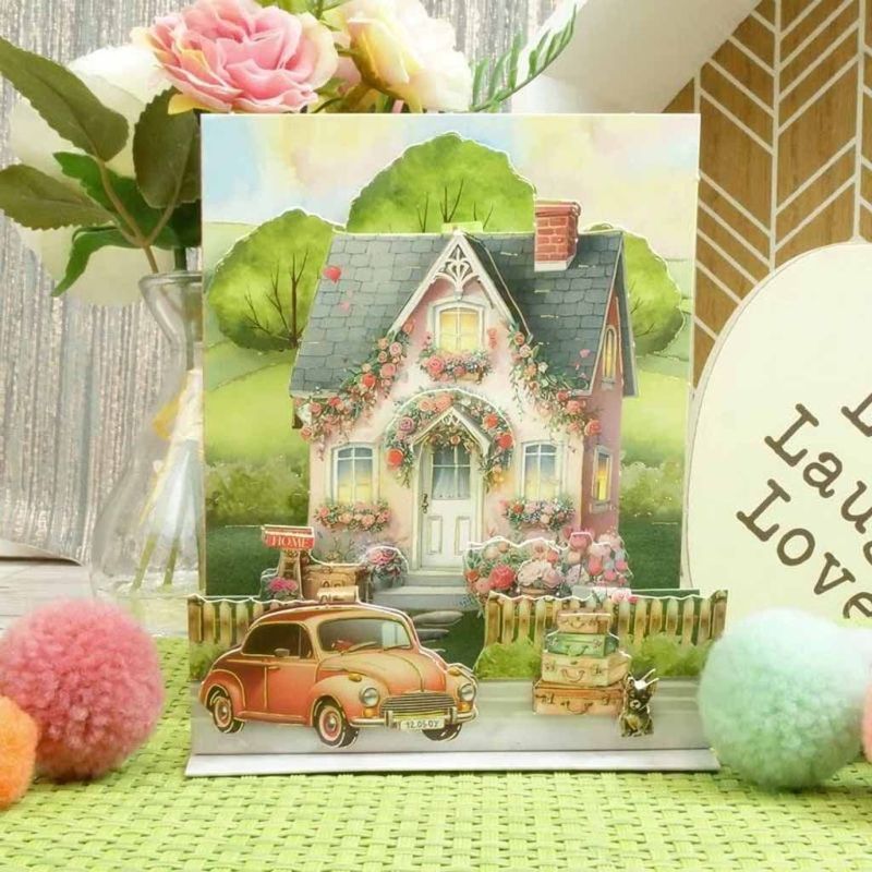 Happy Little Home Pop Up Stepper Card Paper Craft Sheet