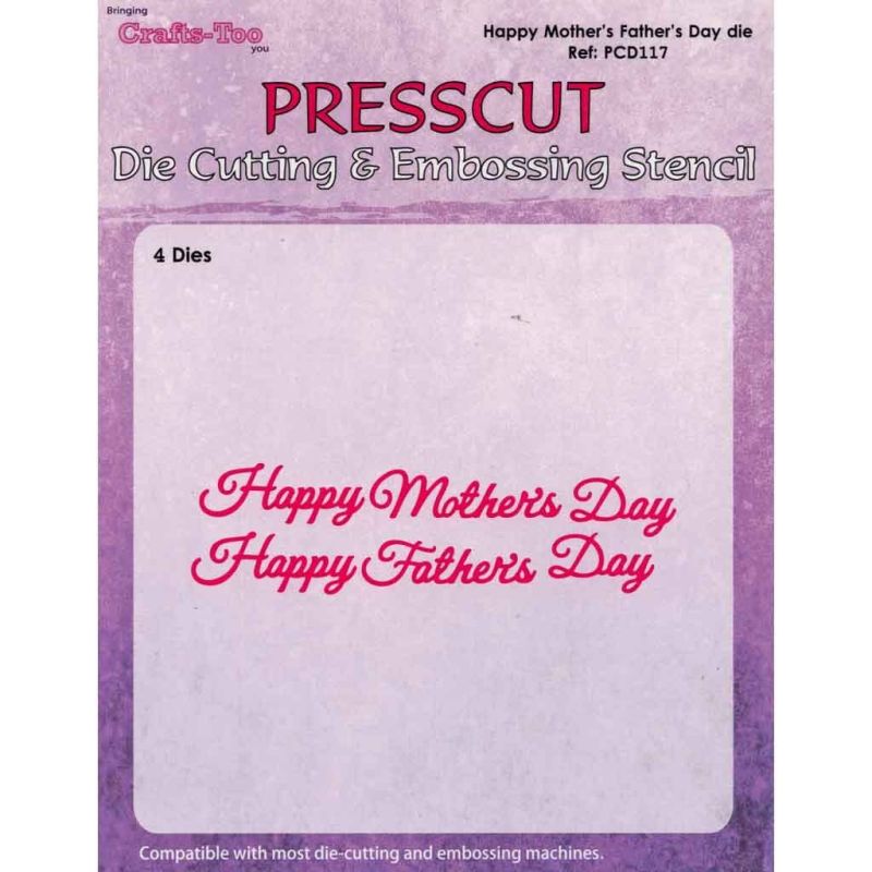 Happy Mother's / Father's Day 4 Metal Craft Dies for Paper Crafts & Card Making