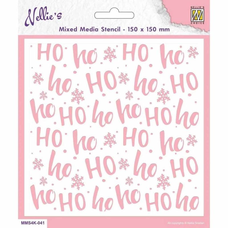 Ho Ho Ho Background 150mm x 150mm Mixed Media Stencil by Nellie's Choice