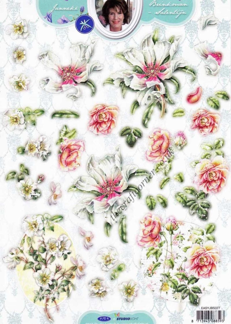 Honeysuckle & Rose Flower Die Cut 3d Decoupage Sheet