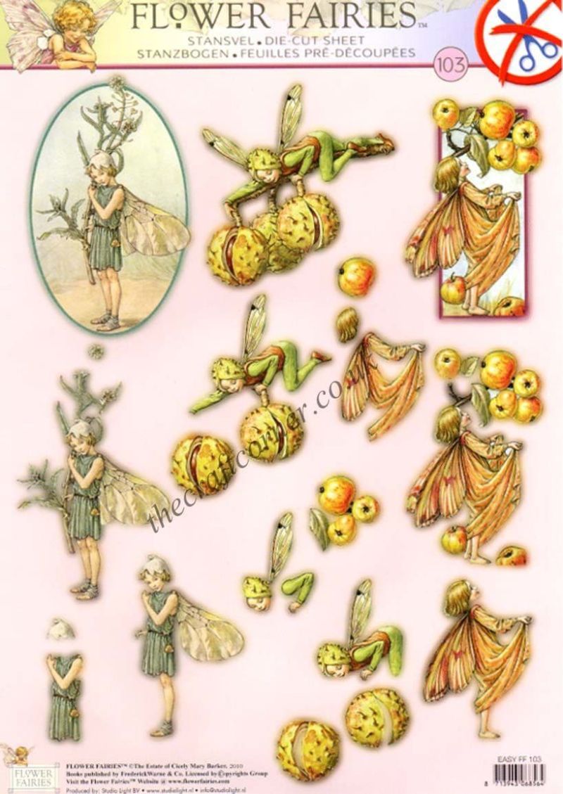 Horse Chestnut, Crab Apple & Shepherd's Purse Flower Fairy 103 3D Decoupage Die Cut Sheet