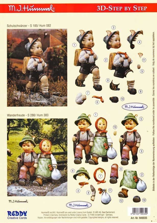 Hummel Children Hiking 3d Decoupage Sheet by Reddy