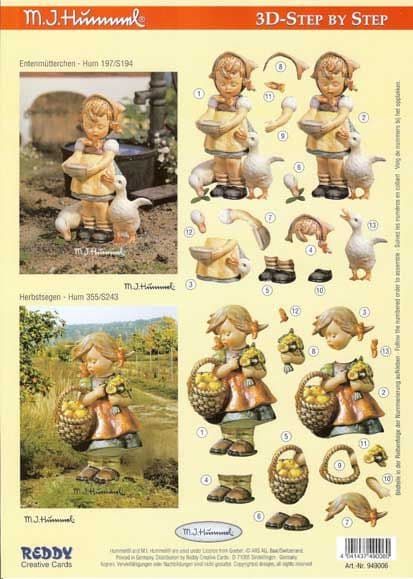 Hummel Children With Geese 3d Decoupage Sheet by Reddy