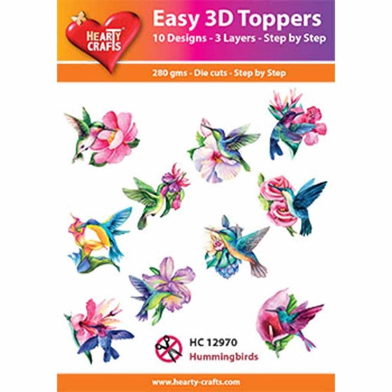 Hummingbirds Easy 3D  Craft Toppers for Paper Card Making