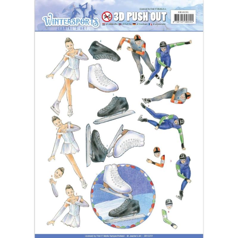 Ice Skating Winter Sport Die Cut 3d Decoupage Paper Crafts