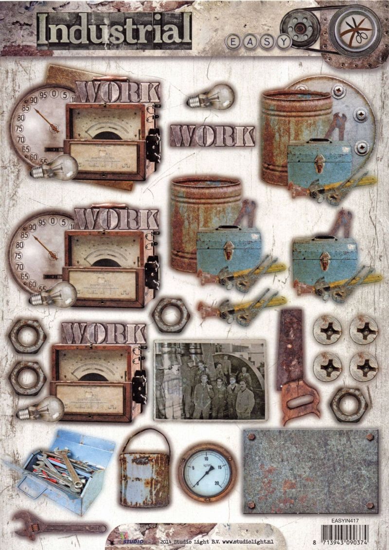 Industrial Vintage Images 3D Decoupage Die Cut Sheet - No Cutting Required