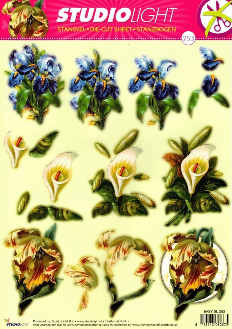 Iris & Lily Flowers Die Cut 3d Decoupage Sheet From Studio Light