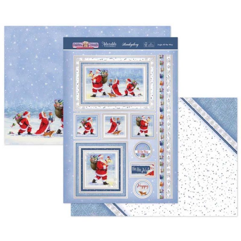 Jingle All The Way Father Christmas & Children Luxury Paper Craft Die Cut Topper Set