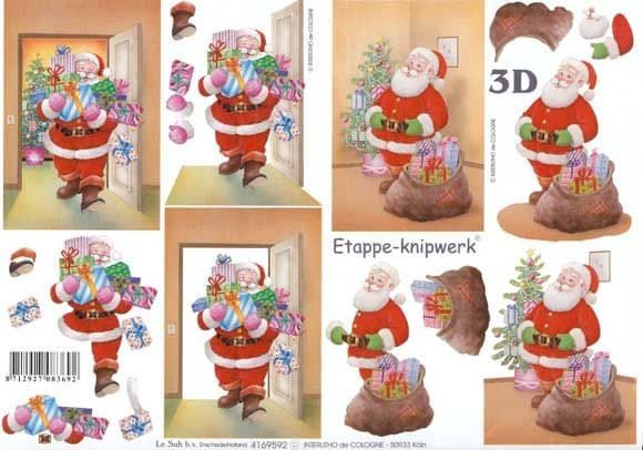 Jolly Santa Claus Christmas Designs 3d Decoupage Sheet