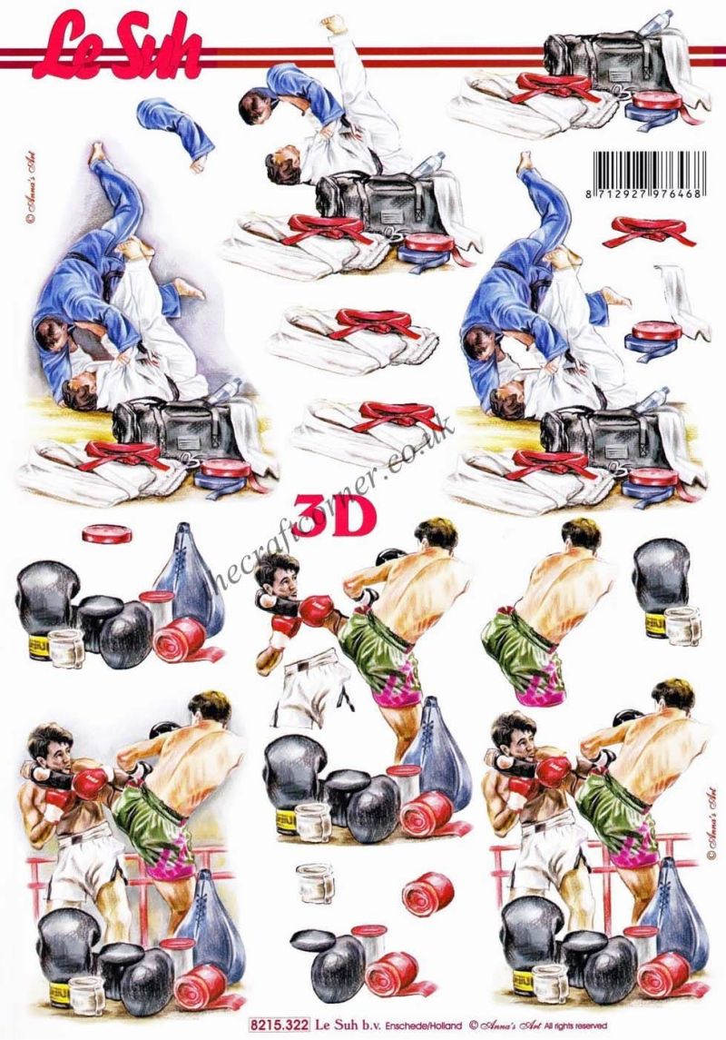 Judo & Boxing 3d Decoupage Sheet