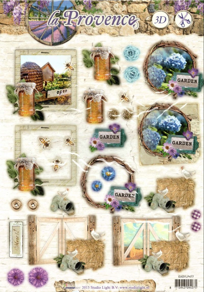 La Provence Bees & Flowers Die Cut 3d Decoupage Sheet From Studio Light