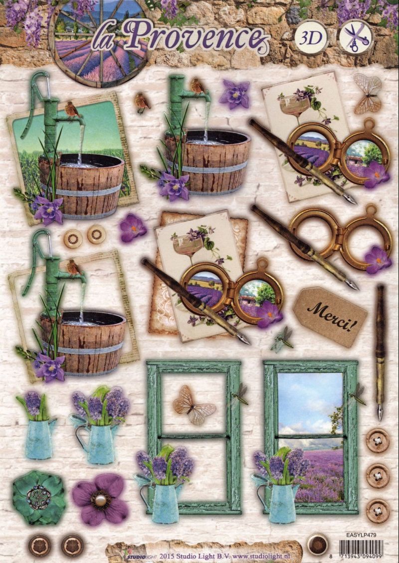 La Provence Water Pump & Window #479 Die Cut 3d Decoupage Sheet From Studio Light