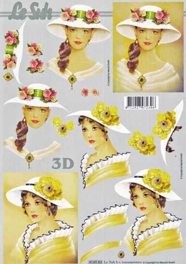 Ladies in Floral Hats 3d Decoupage Sheet from Le Suh