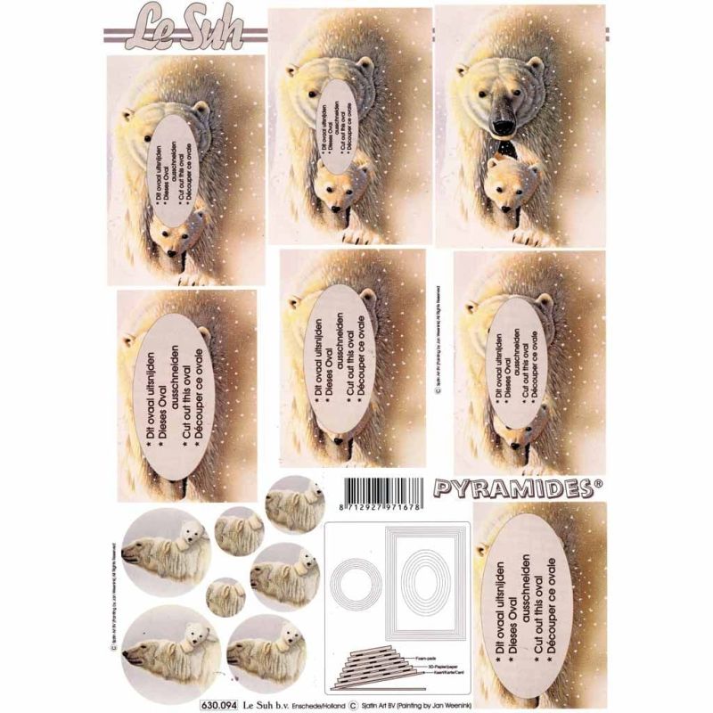 Le Suh Polar Bear 3d Pyramides 3d Decoupage Paper Craft Sheet