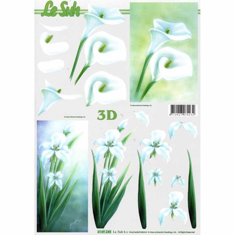 Lily & Iris Flowers 3d Decoupage Sheet