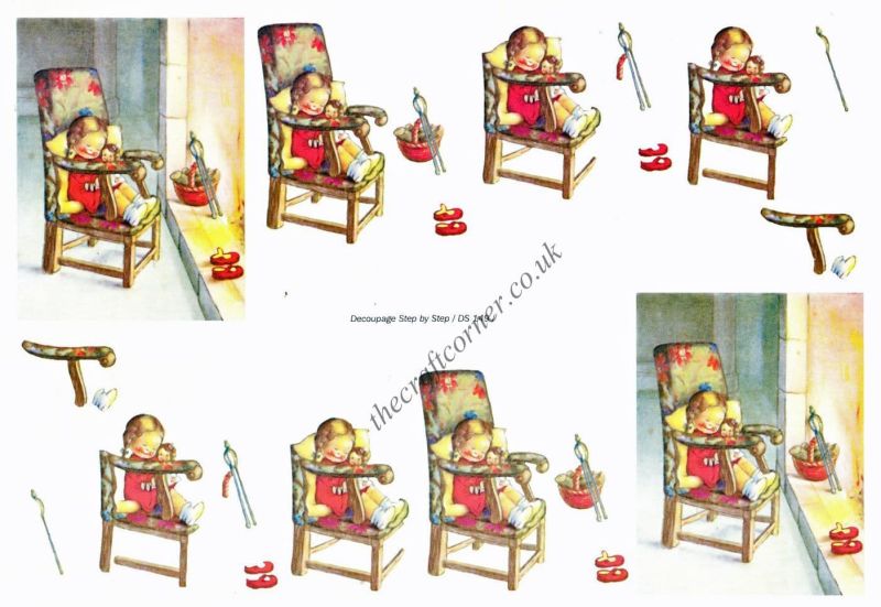 Little Girl In Chair Designs 3d Decoupage Sheet