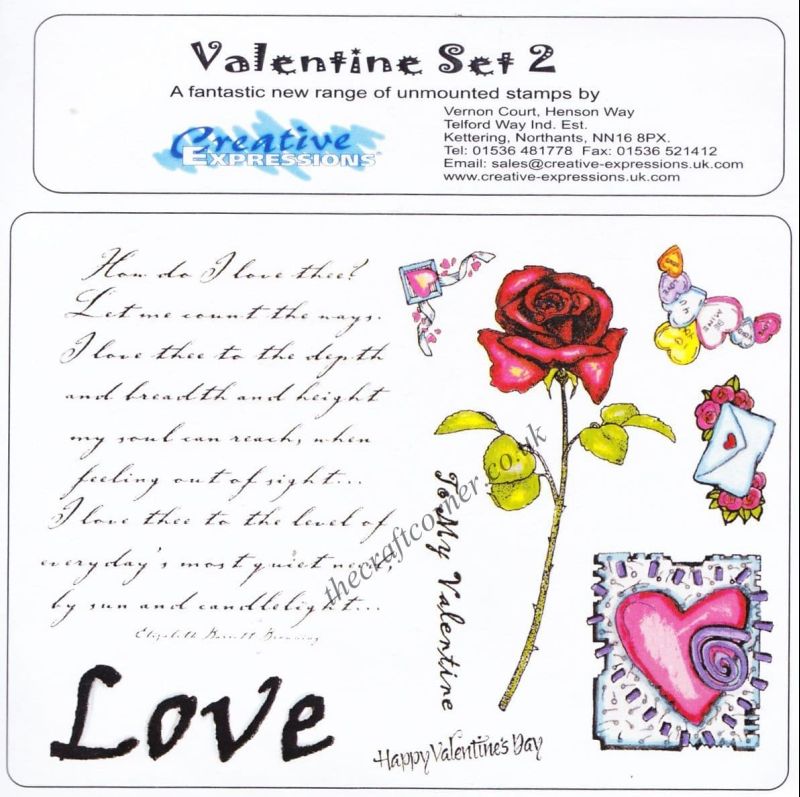 Love & Valentines Set 2 Unmounted Rubber Stamps