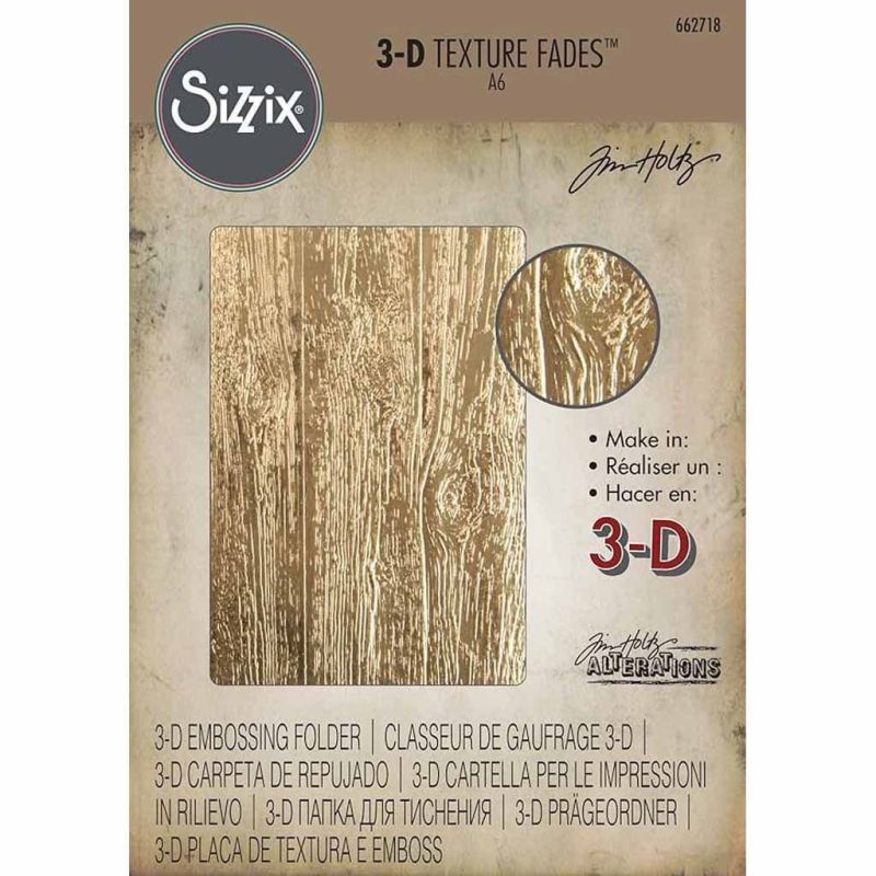 Lumber 3d Texture Fades Tim Holtz Embossing Folder for Paper Crafts