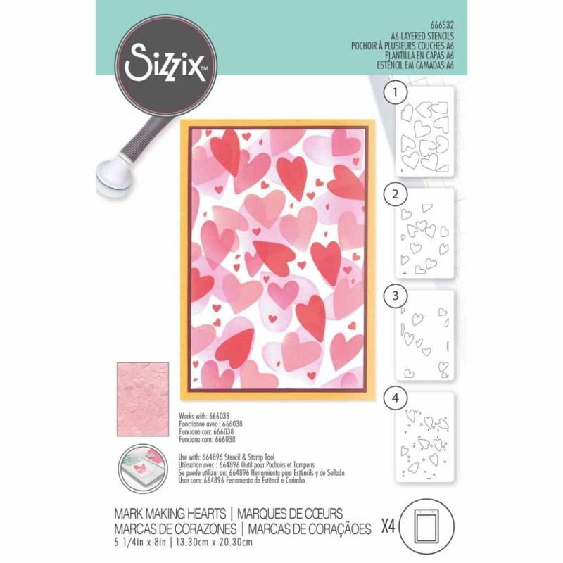 Mark Making Hearts A6 Layered Stencils for Paper Crafts