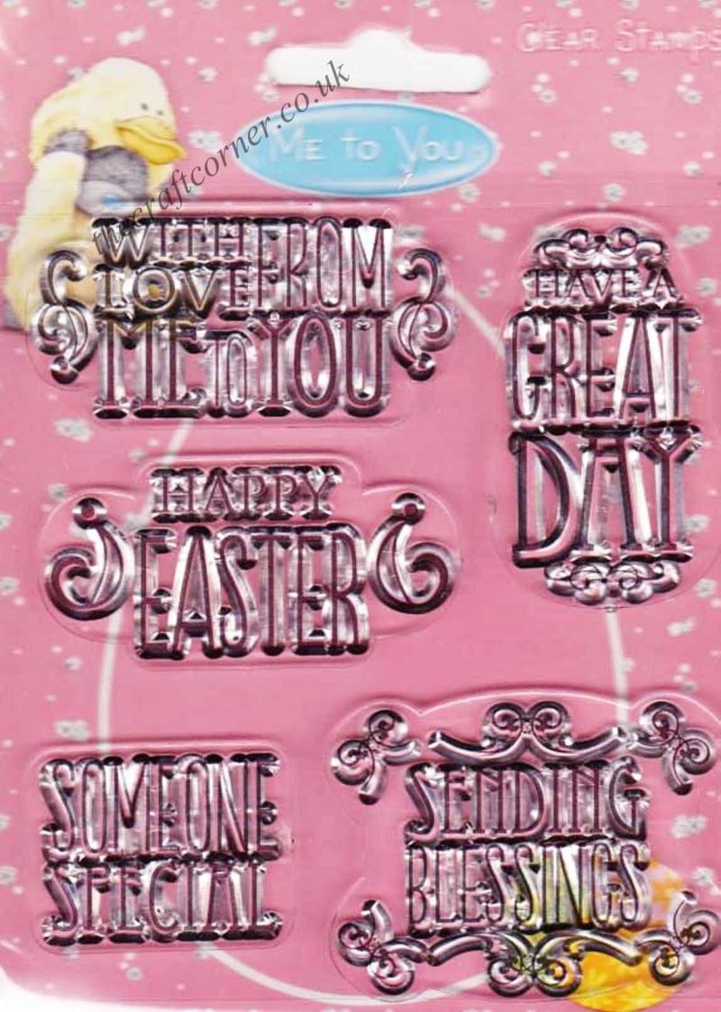 Me To You Wording Including Happy Easter and With Love From Me To You 5 Clear Rubber Stamps Set.