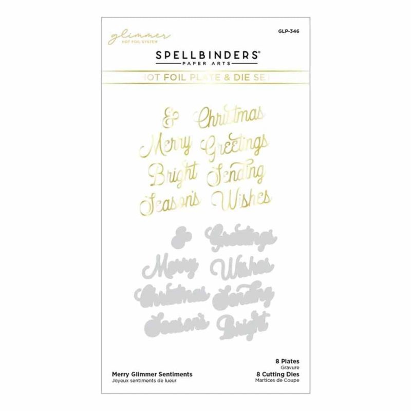 Merry Glimmer Sentiments Spellbinders Hot Foil Plate & Die Set For Crafts