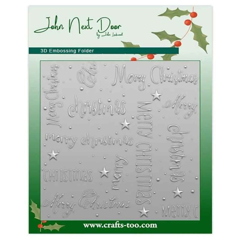 Merry Words 3d Embossing Folder for Paper Crafts by John Next Door