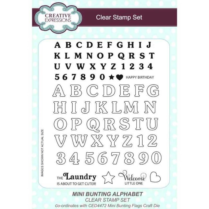 Mini Bunting Alphabet Clear Rubber Stamps Paper Craft Set