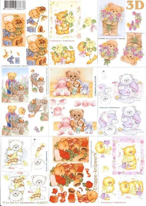 Mini Teddy Bear 3d Decoupage Sheet