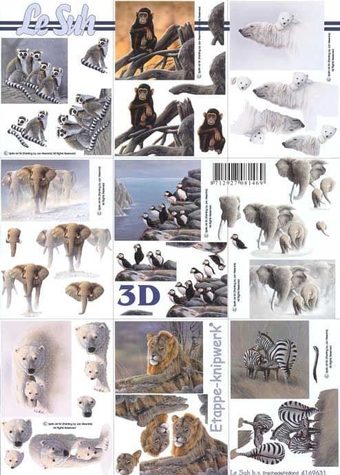 Mini Wild Animal 3D Decoupage Designs