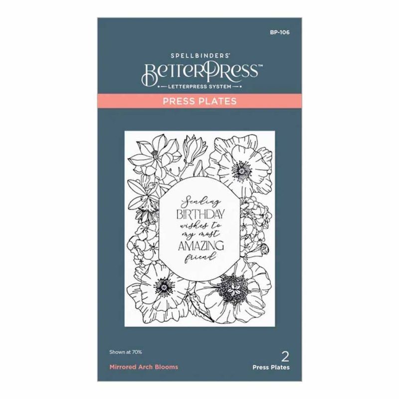 Mirrored Arch Blooms BetterPress Press Plate For Paper Craft