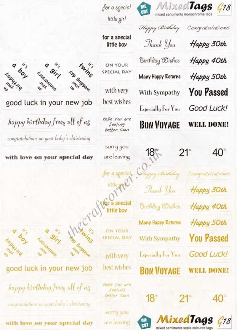 Mixed Sentiments & Greetings Die Cut 3d Decoupage Sheet