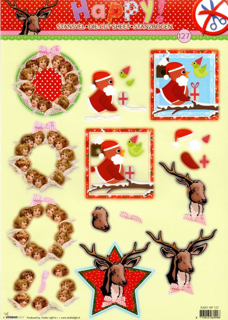 Modern Christmas Designs Die Cut 3d Decoupage Sheet - NO CUTTING